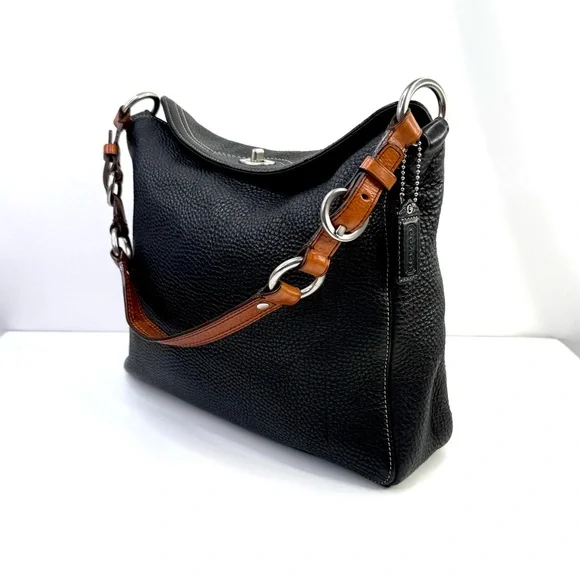 Coach Black Pebbled Leather Chelsea Turn Lock Hobo Y2K Vintage Shoulder Bag - Picture 2 of 13